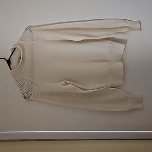 Jessica Simpson mock neck sweater, cream color, small, crotchet sleeves